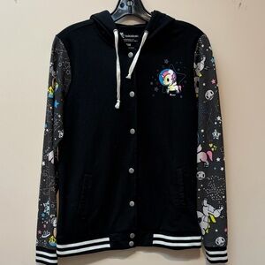tokidoki Black hoodie Jacket with Colorful Sleeves pony